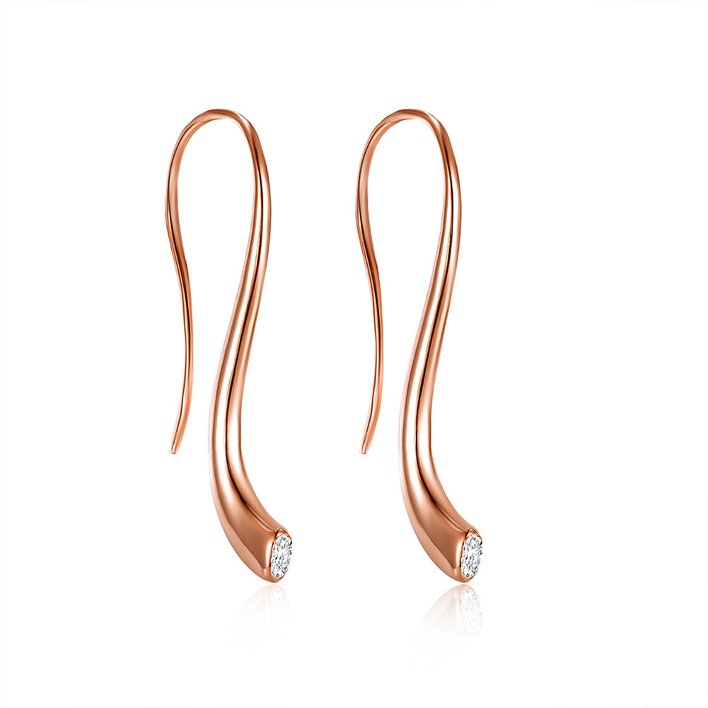 Fish Hook Drop Earrings for Women Cubic Zirconia Ginger Lyne Collection - Rose Gold