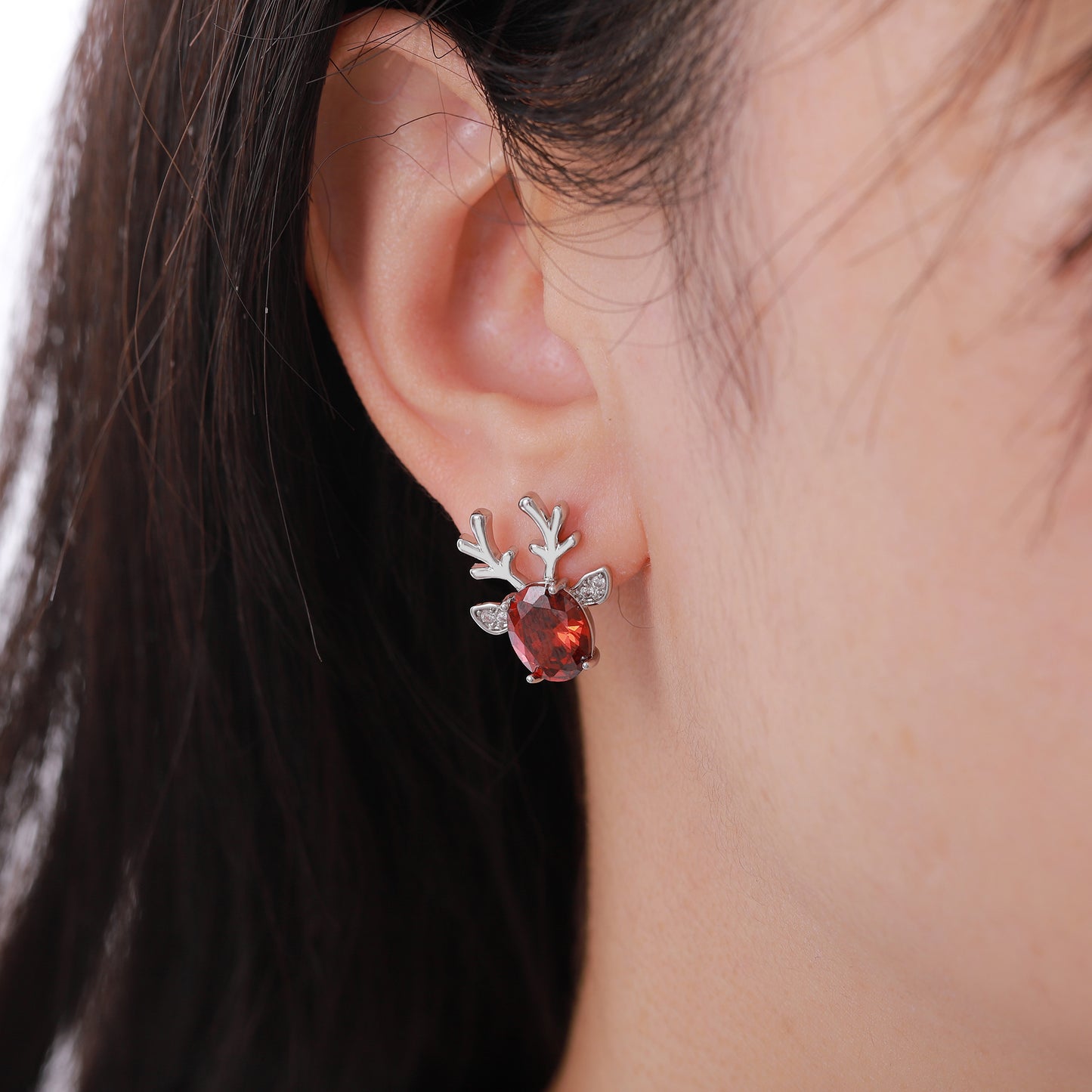 ReindeerStudEarringsforWomenWhiteGoldPlatedCZChristmasJewelryGingerLyneCollection_Red-4
