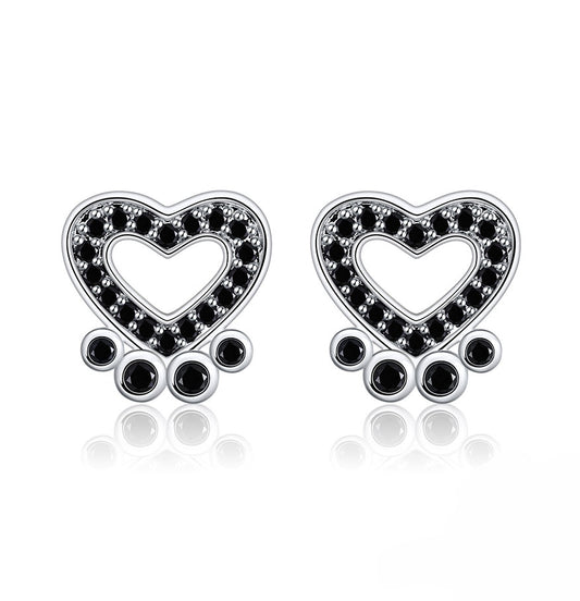PawPrintStudDogEarringsforWomenSterlingSilverPurpleCzGingerLyneCollection_Black-1
