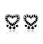 Load image into Gallery viewer, Paw Print Stud Dog Earrings for Women and Girls Sterling Silver Black Cz Ginger Lyne Collection - Black
