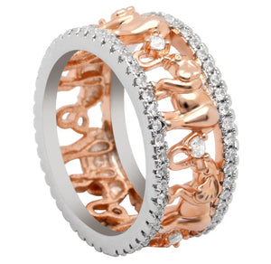 Elephant Ring Wide Band Rose Gold Plate Crystal Girl Women Ginger Lyne Collection Size 11 - 11