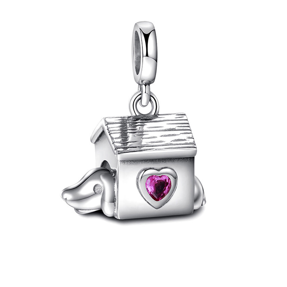 Dog Puppy Charm European Bead CZ Sterling Silver Ginger Lyne Collection