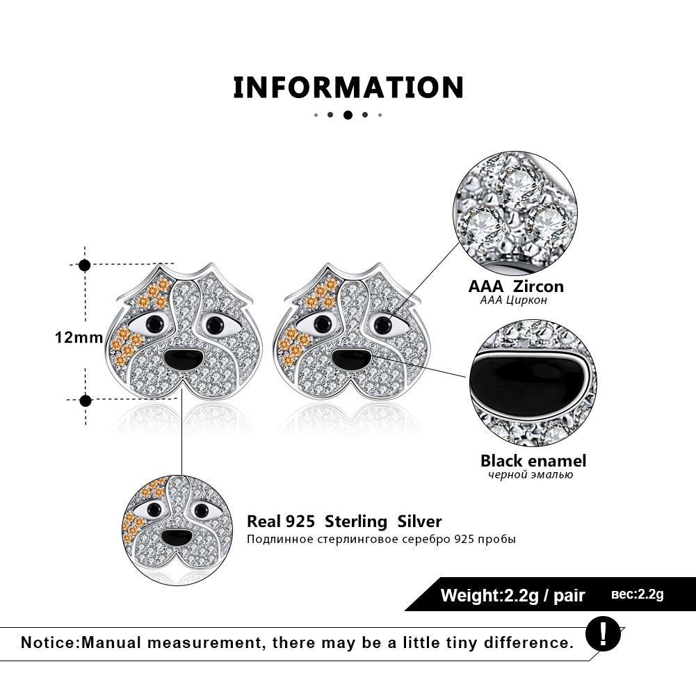 Pitbull Dog 3d Stud Earrings for Women Sterling Silver Cz Ginger Lyne Collection - 2D Earrings