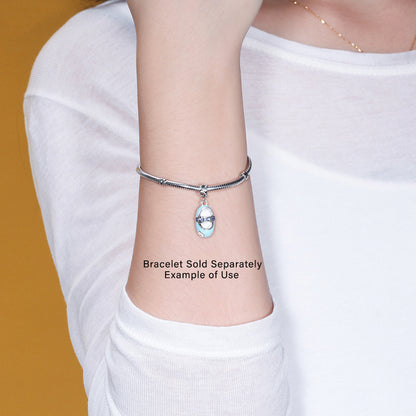 Baby Shoe Charm European Style Blue or Pink Sterling Silver CZ Ginger Lyne Collection - Blue