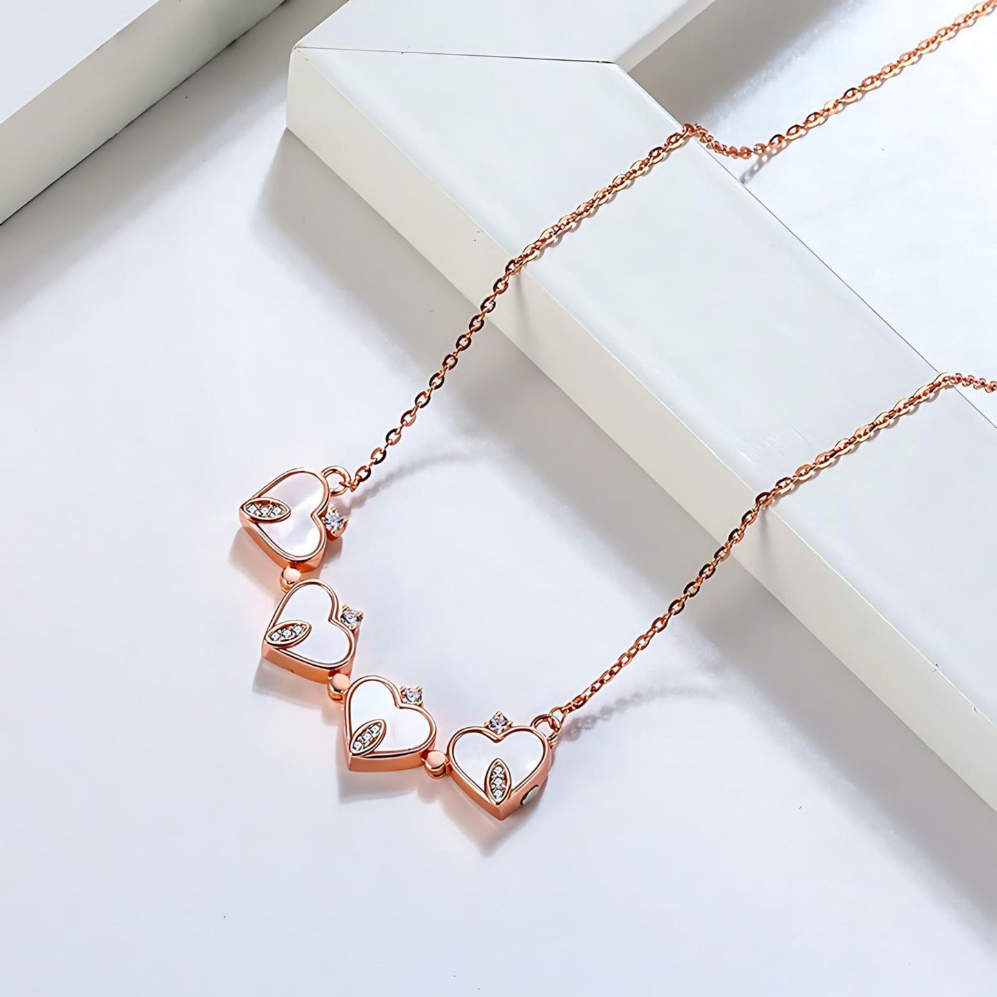 4 Leaf Clover Heart Pendant Necklace for Women Magnetic Sterling Silver Ginger Lyne Collection - Rose Gold