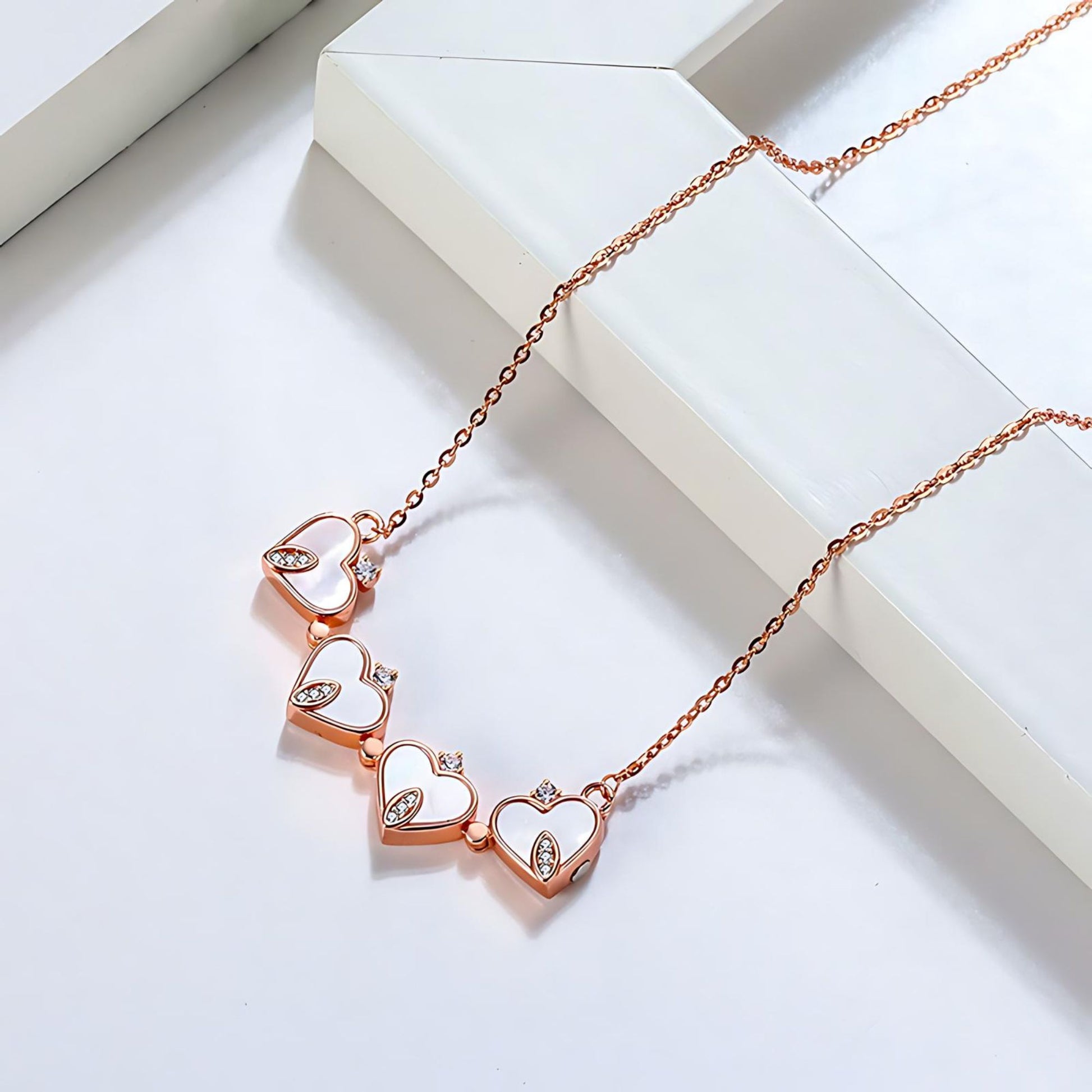 4 Leaf Clover Heart Pendant Necklace for Women Magnetic Sterling Silver Ginger Lyne Collection - Rose Gold