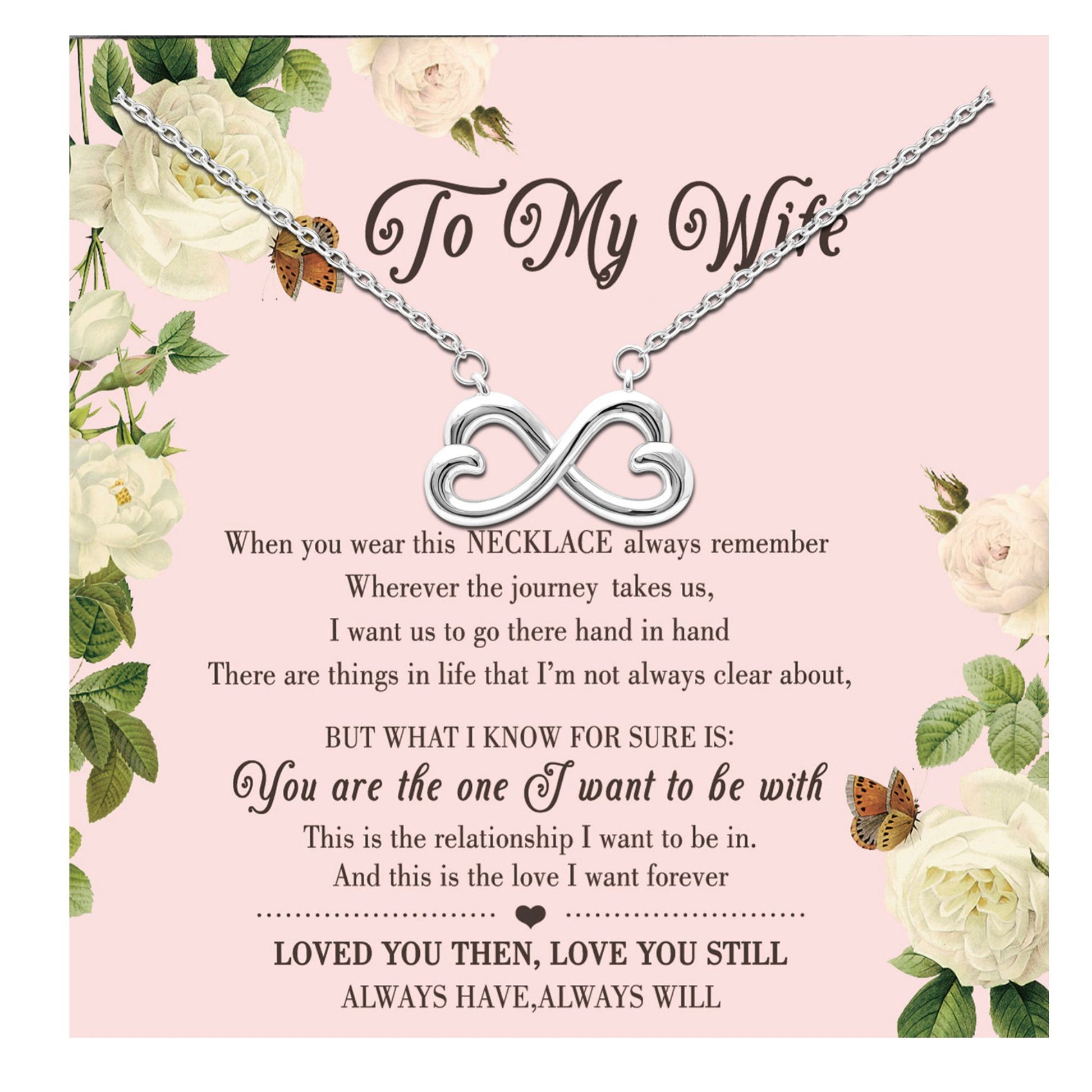 Wife Greeting Card Sterling Silver Infinity Heart Necklace Women Ginger Lyne Collection - Wife-1196