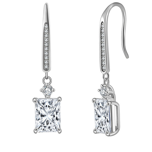 Radiant Cut Dangle Earrings for Women 8A Simulated Diamond Sterling Silver Ginger Lyne Collection