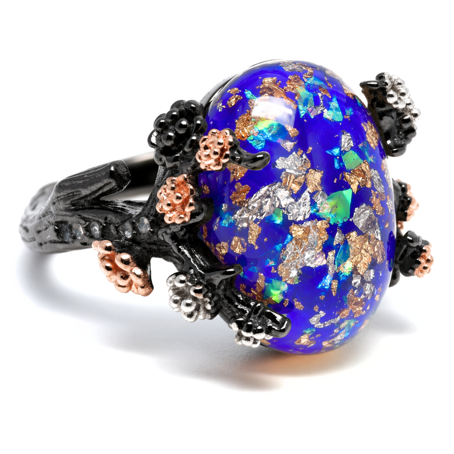HenriettaBlackTreeBranchGothicInspiredFireOpalEngagementRingforWomenbyGingerLyne_Blue-1