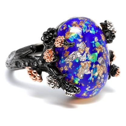 HenriettaBlackTreeBranchGothicInspiredFireOpalEngagementRingforWomenbyGingerLyne_Blue-1