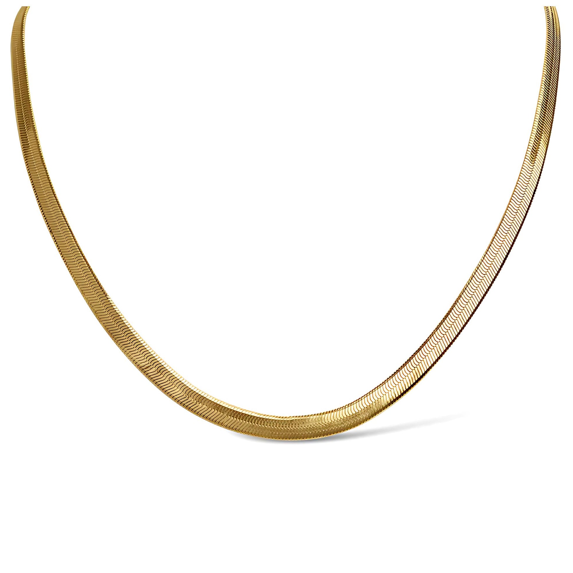 HerringboneChainNecklaceforMenorWomen18Inch5.5mmWide18KGoldPlatedStainlessSteelGingerLyne_Silver-2