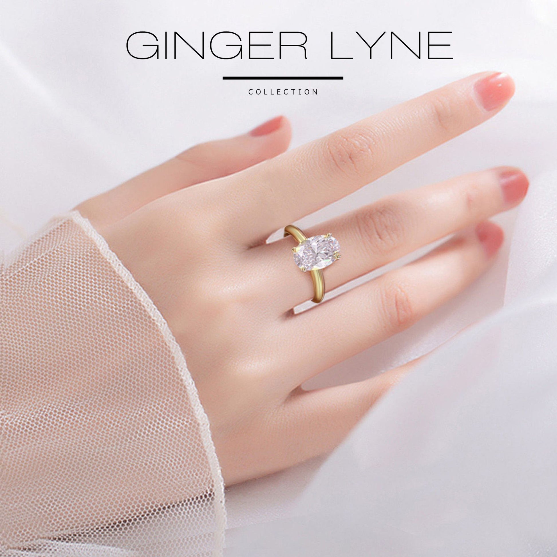 Solitaire3CtOvalCutEngagementRingforWomenSterlingSilver8ACZGingerLyneCollection-6,GoldTone_GoldTone-4
