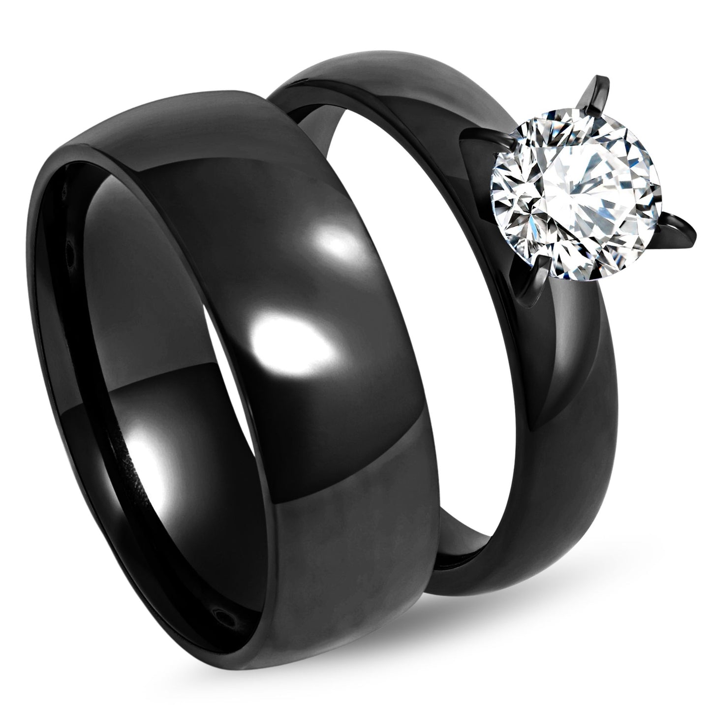 SabrinaWeddingRingSetforWomenCzStainlessSteelBandandEnagaementRingGingerLyne_Silver-2