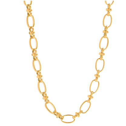 OvalLinkCircleChainNecklaceforWomen18KTGoldPlatedStainlessSteel16"-18"GingerLyneCollection_Gold-tone-1