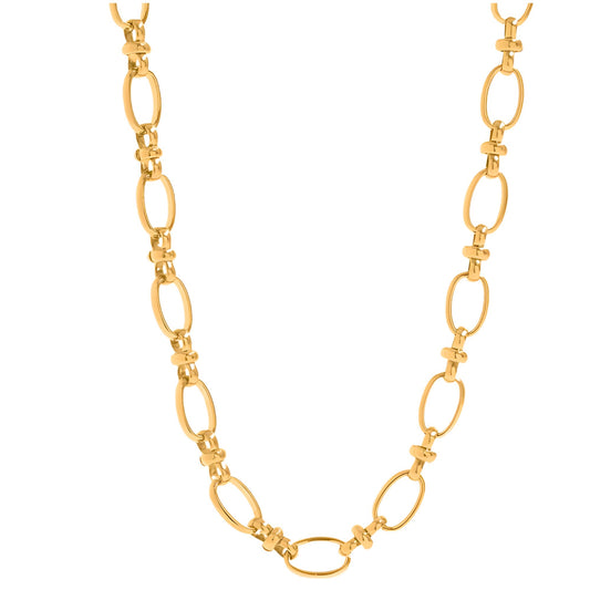OvalLinkCircleChainNecklaceforWomen18KTGoldPlatedStainlessSteel16"-18"GingerLyneCollection_Gold-tone-1