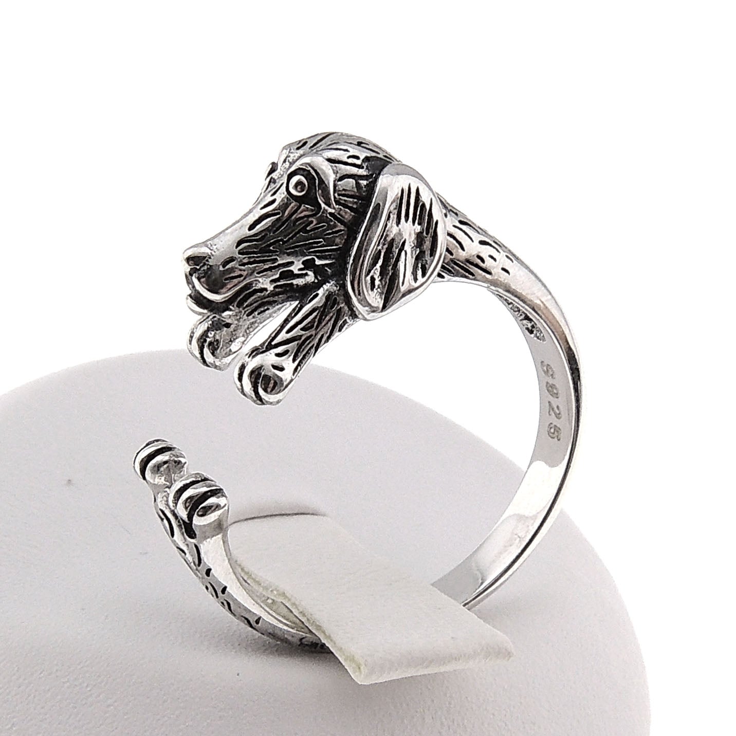 Dachshund Weiner Dog Sterling Silver Women Wrap Ring Adjustable Ginger Lyne Collection