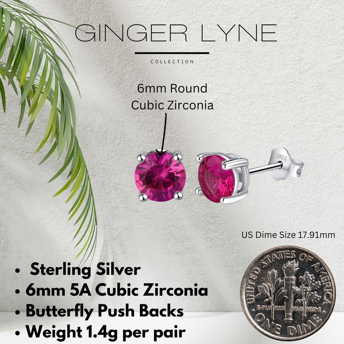 SolitairePinkCZStudEarringsbyGingerLyneSterlingSilver5ACubicZirconia6mm1.68CTW_Pink-5