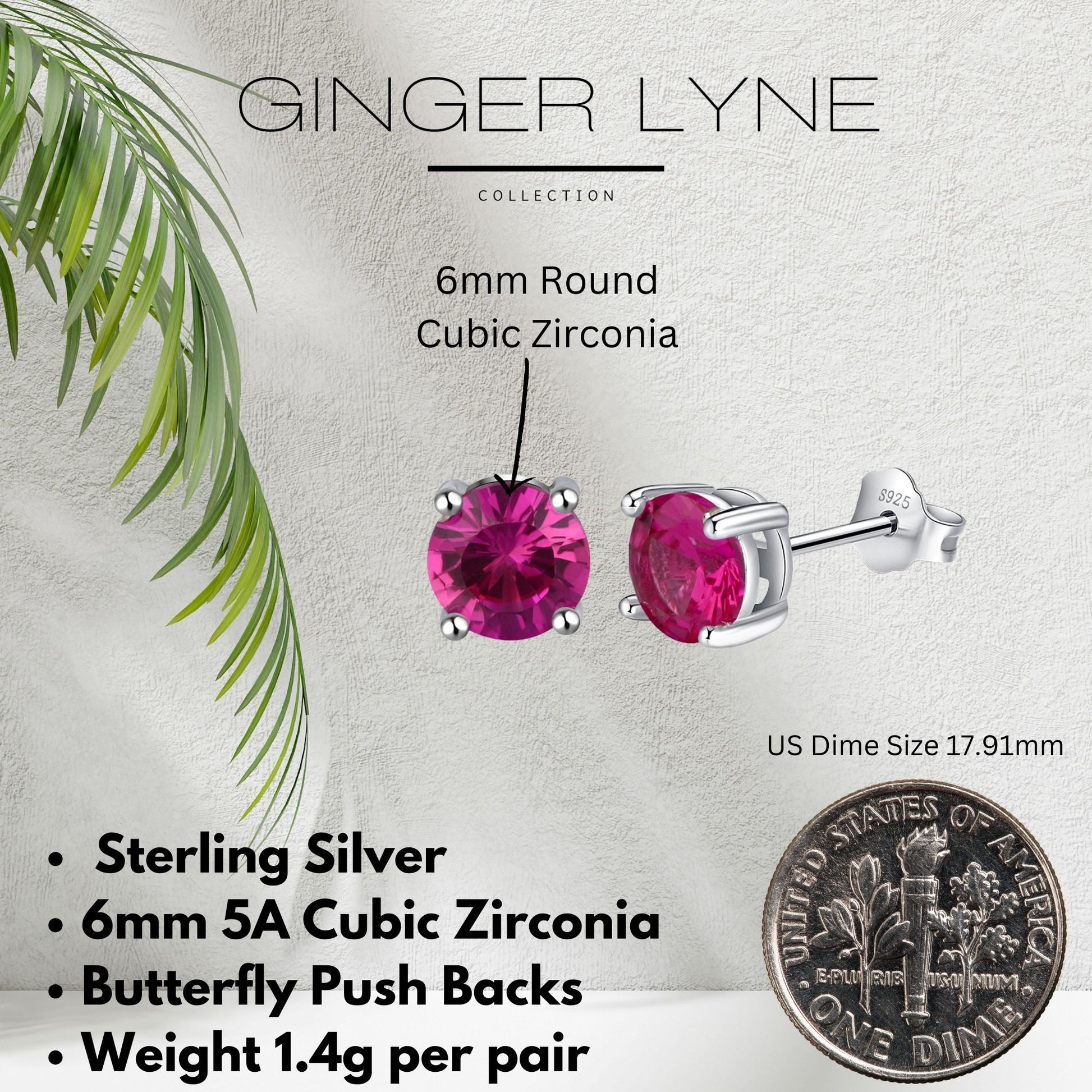 SolitairePinkCZStudEarringsbyGingerLyneSterlingSilver5ACubicZirconia6mm1.68CTW_Pink-5