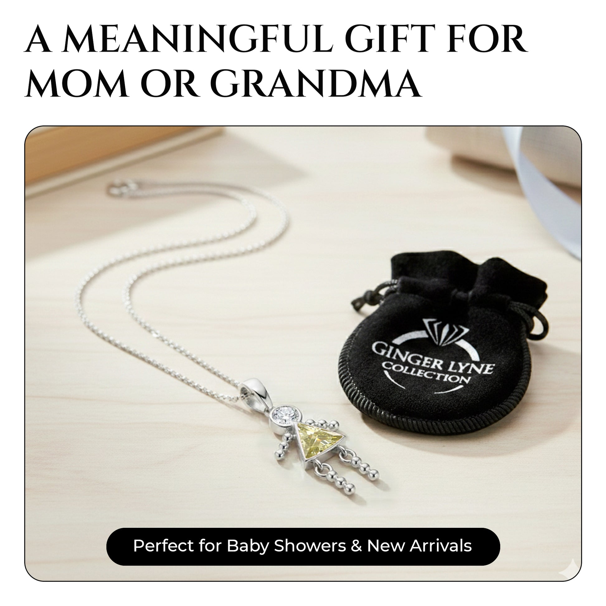 Birthstone Pendant Necklace for Girl Mom or Grandma by Ginger Lyne Sterling Silver CZ Family Birthday Charm - Girl November