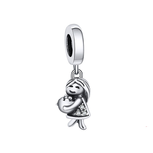 LittleGirlCharmforWomenBraceletOxidizedCubicZirconiaSterlingSilverGingerLyneCollection_Silver-1
