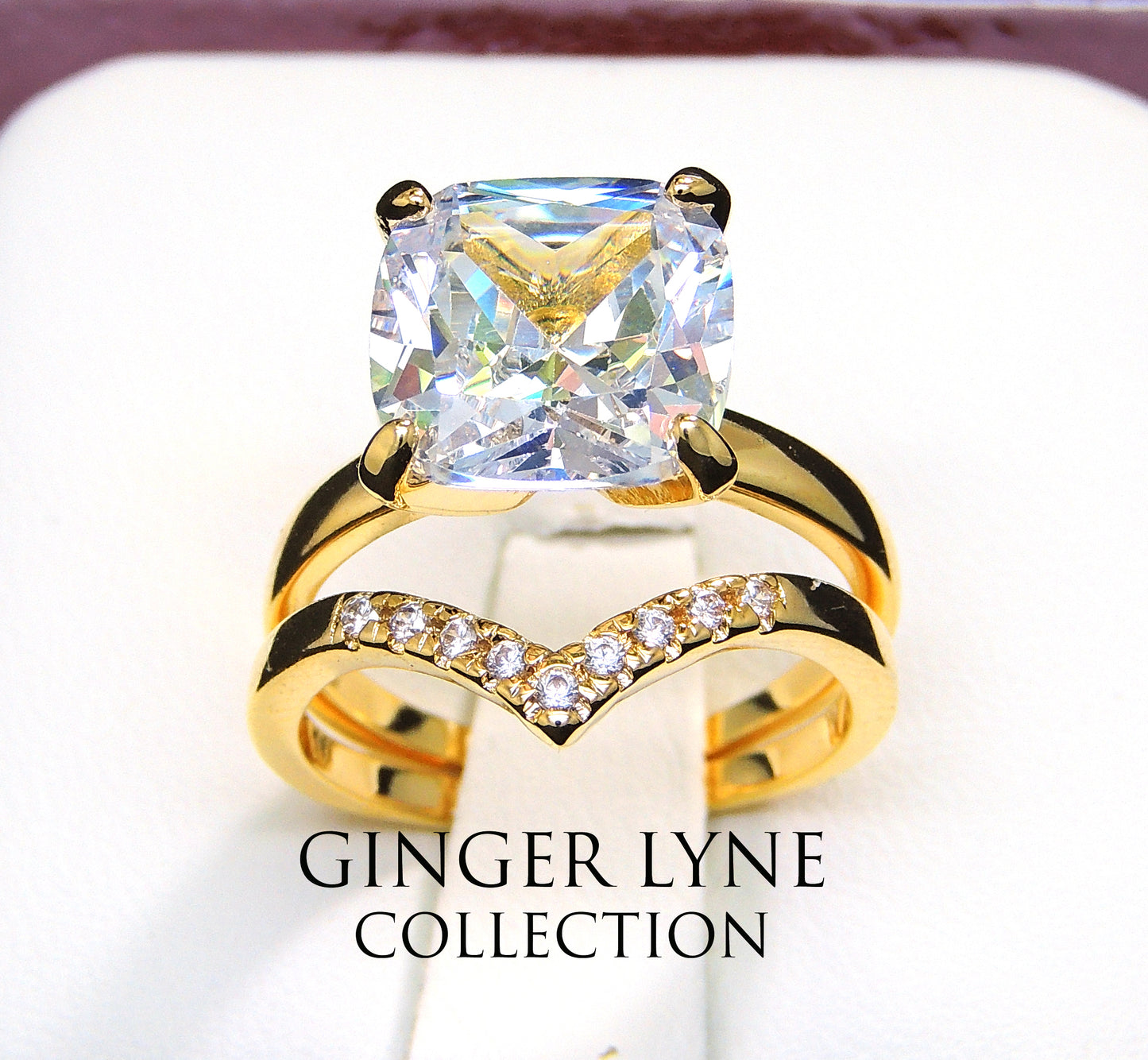 Arlyn Bridal Set Womens Cubic Zirconia Gold Tone Wedding Ring Ginger Lyne Collection