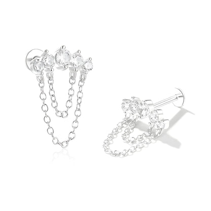 CrawlerwithChainsCZFlatBackEarrings16gCartilageHelixTragusLobeSterlingSilver1pairbyGingerLyne_Gold-2