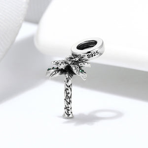 Palm Tree Charm European Bead Green CZ Sterling Silver Ginger Lyne Collection