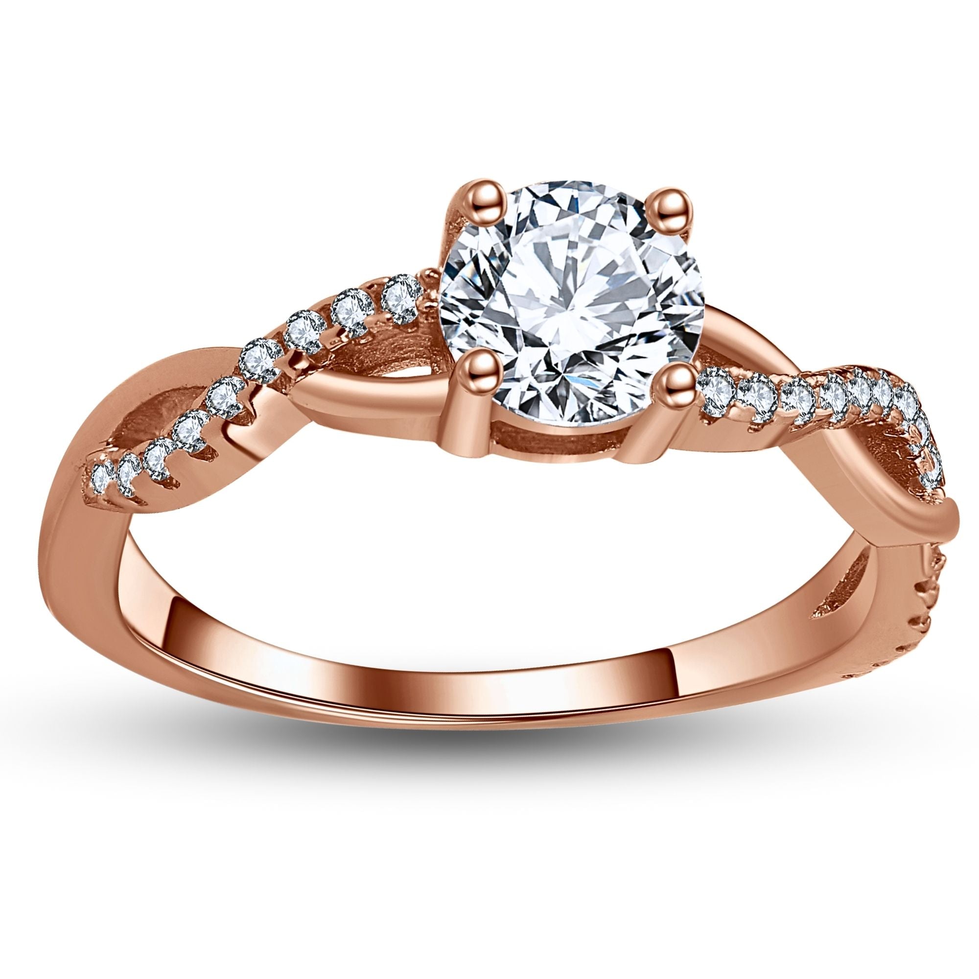 Queena Engagement Ring for Women Rose Gold Sterling Silver CZ Ginger Lyne Collection - Rose Gold Over Silver,9