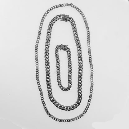 Cuban Link Chain Necklace Gold Stainless Steel Hip Hop Men Women Ginger Lyne Collection - Silver-10mm-18