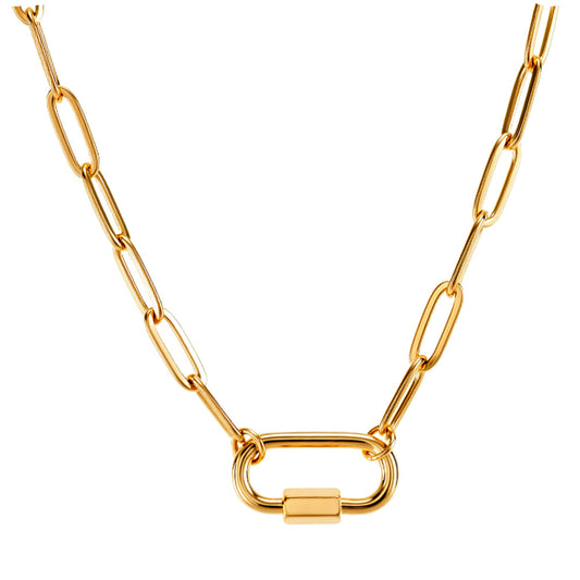 CarabinerCharmHolderNecklaceforWomenbyGingerLyne18KTGoldPlatedStainlessSteel18-20"_GoldTone-1