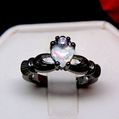 Darlina Engagement Ring for Women Claddagh Crown Fire Opal Ginger Lyne Collection