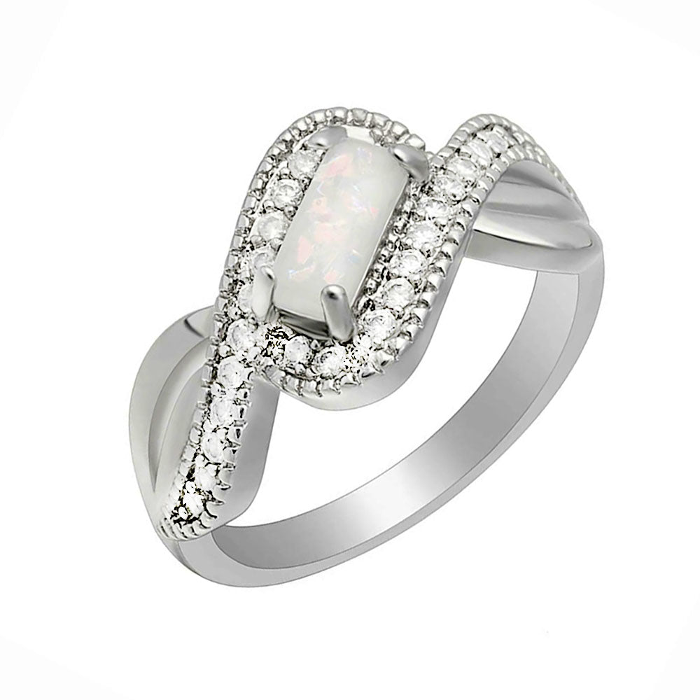 Rio Statement Ring Cz Fire Opal White Gold Plated Womens Ginger Lyne Collection