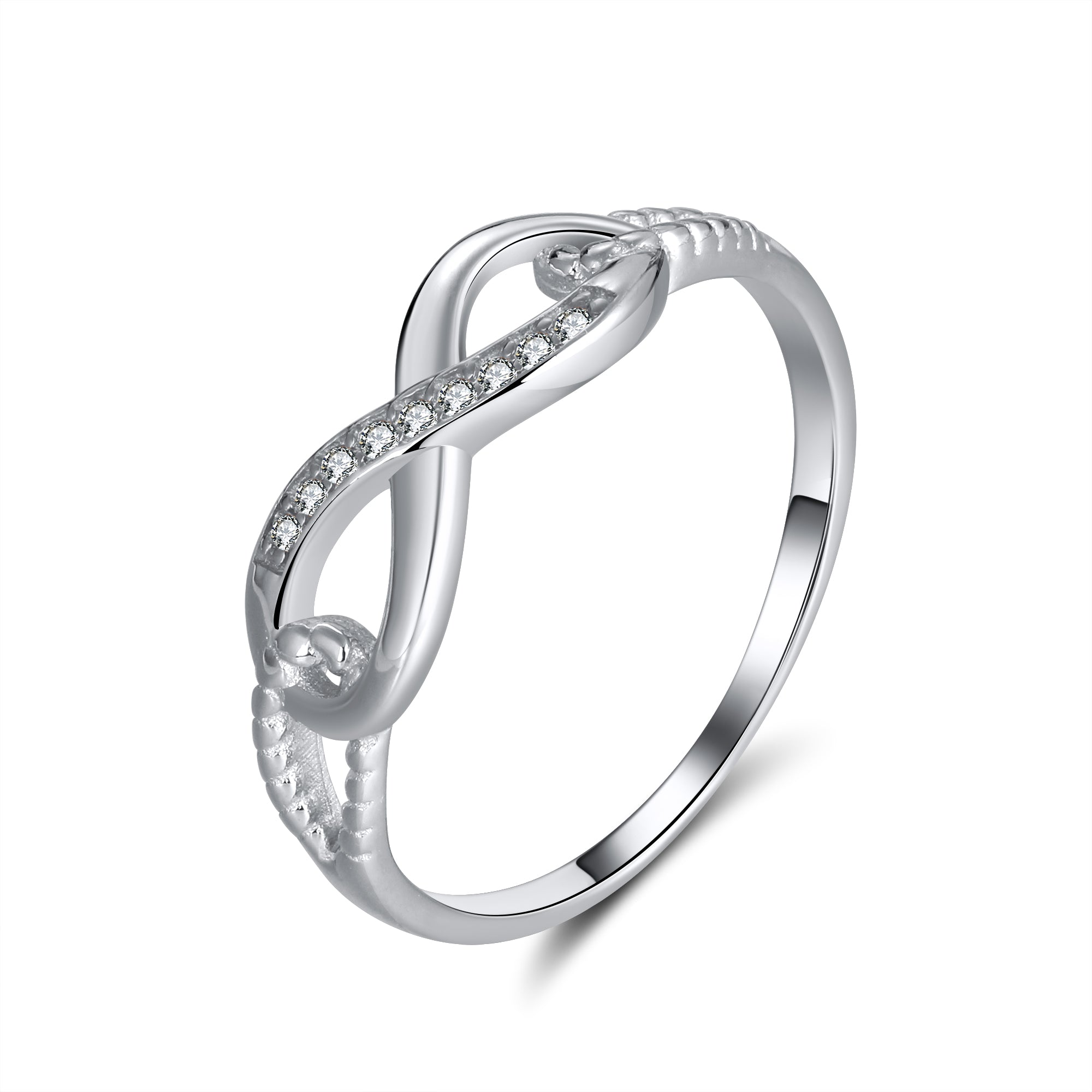 Infinity Promise Ring Sterling Silver Cubic Zirconia Women Ginger Lyne Collection - 11