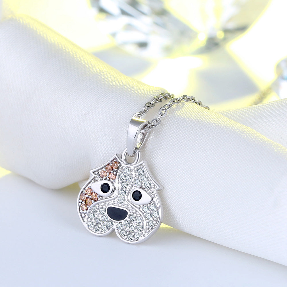Pitbull Dog 3d Stud Earrings for Women Sterling Silver Cz Ginger Lyne Collection - Necklace