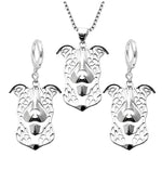 Load image into Gallery viewer, Pit Bull Dog Necklace Earrings Set Sterling Silver Womens Ginger Lyne Collection - Ears Down Dog Set

