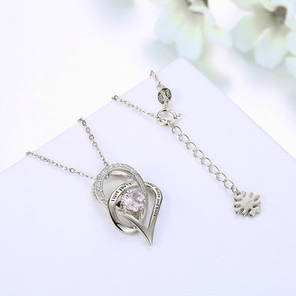 Moon Heart Pendant Necklace for Women Cubic Zirconia Sterling Silver Ginger Lyne Collection - Silver