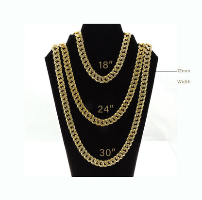 Gold Cuban Link Chain Necklace Iced Out Hip Hop Men Women Ginger Lyne Collection - 8 Inch Gold
