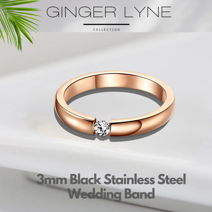 WeddingBandRingforWomenorMenRoseGoldStainlessSteelCrystalGingerLyneCollection_RoseGold-2