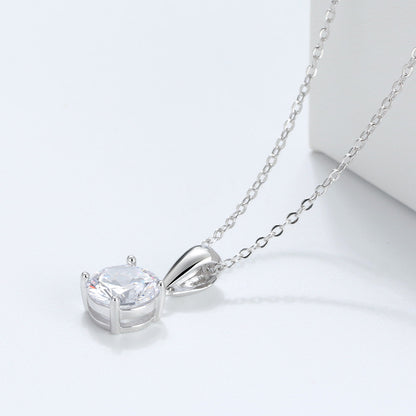 Solitaire Birthstone Necklace for Women Cz Sterling Silver Ginger Lyne Collection - April-clear