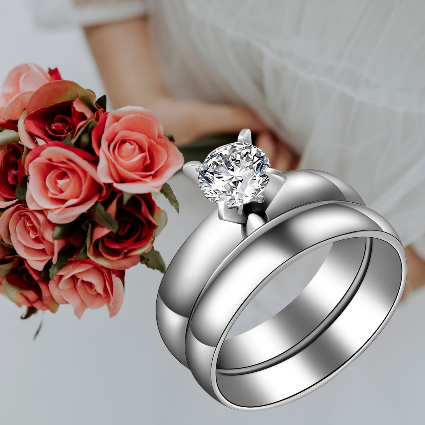 4mmWeddingRingSetforWomenStainlessSteelEngagementRingandBandGingerLyneCollection_Gold-4