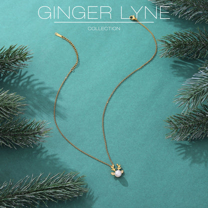 ReindeerNecklaceforWomenbyGingerLyneGoldPlatedSimulatedPearlChristmasJewelry_Gold-4