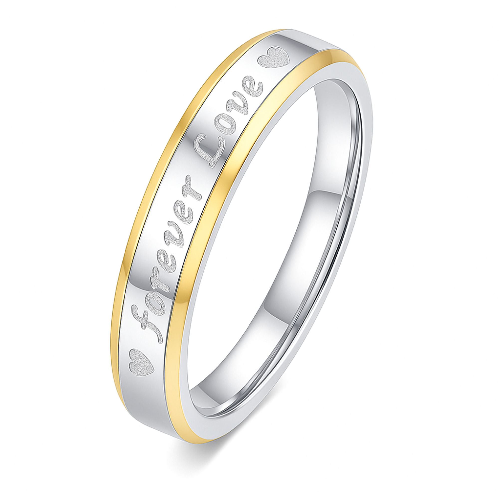 Forever Love 4 mm or 6mm Wedding Band Ring for Men or Women Two