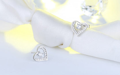 Heart Stud Earrings for Women Sterling Silver Cubic Zirconia Ginger Lyne Collection