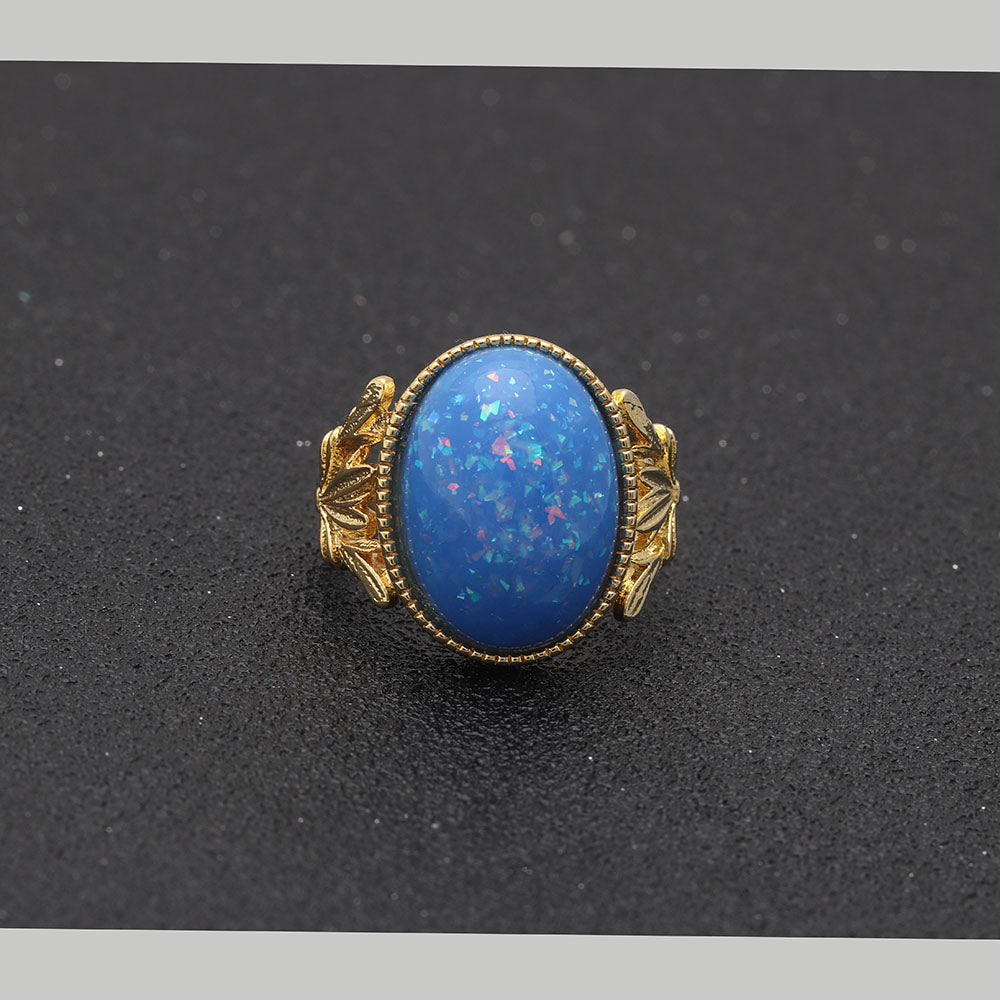 Alberta Simulated Blue Fire Opal Ring Womens by Ginger Lyne Collection