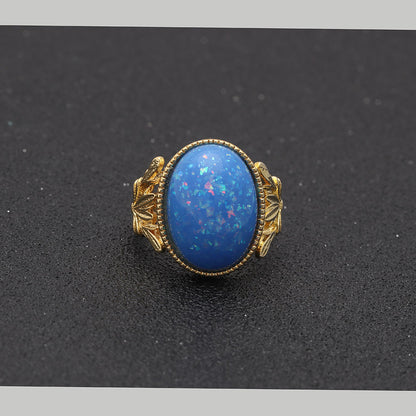 Alberta Simulated Blue Fire Opal Ring Womens by Ginger Lyne Collection