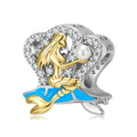 Load image into Gallery viewer, Mermaid Charm European Bead Blue Enamel Gold Over Sterling Silver Pearl Ginger Lyne Collection
