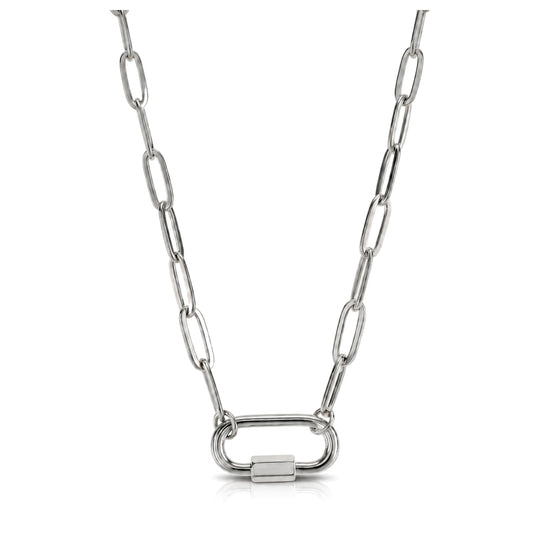 Carabiner Charm Holder Necklace for Women by Ginger Lyne 18KT Gold Plated Stainless Steel 18-20"
