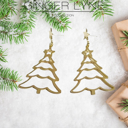 ChristmasTreeDangleEarringsWomensGoldToneStainlessSteelGingerLyneCollection_Gold-2