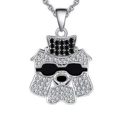 Bulldog Necklace for Women Sterling Silver Cubic Zirconia Ginger Lyne Collection