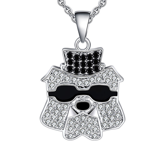 Bulldog Necklace for Women Sterling Silver Cubic Zirconia Ginger Lyne Collection